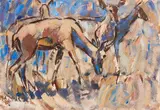 Hennie Niemann jnr, Four Buck Grazing, 1995, gouache on paper
