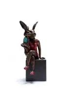 Mini Rabbit Mom and Baby by Carol Cauldwell, painted and patinated bronze with wax, on a painted steel base, sold Dec 2025
