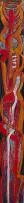 Abstract Figure by Cecil Skotnes, painted, carved and incised wood panel, sold Dec 2025