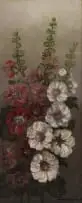Henry John Dykman, Hollyhocks, oil on board