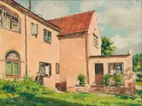 Robert Broadley, Facade of a House, 1949, oil on canvas laid down on board