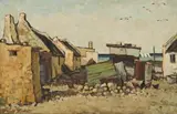 David Botha, Coastal Cottages, oil on canvas laid down on board