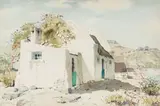 Nils Andersen, Fishermen's Cottages, 1946, watercolour on paper
