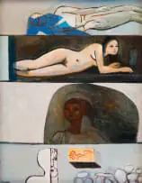 Simon Stone, One Quarter with Nude, oil on wood panel