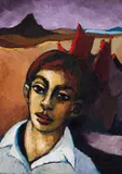 Johannes Meintjes, Man Against Rock (JM 1313), 1979, oil on board