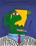Norman Catherine, Smoking Zone (Yellow Nose), oil on canvas