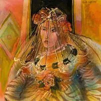 Christo Coetzee, Bride in Pink, 1997, enamel on board