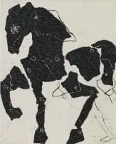 William Kentridge, Deconstructed Horse, Handspring Series, 2009, dry-point and sugarlift etching on paper