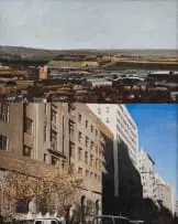 Simon Stone, View of City Deep from Fairview and Jeppe Street Post Office, 2014, oil on board