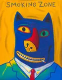 Norman Catherine, Smoking Zone (Cat), oil on canvas