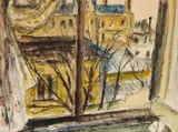 Maud Sumner, View through a Window, Montparnasse, Paris, charcoal and watercolour on paper
