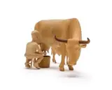 Julius Mfethe, Milk Man, Cow and Calf, three, carved wood
