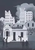 Fred Page, Figures by Derelict Buildings, 1980, oil on board