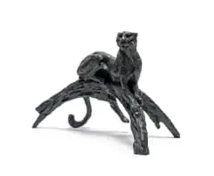 Dylan Lewis, Lying Leopard, Maquette (S328), bronze with a black patina