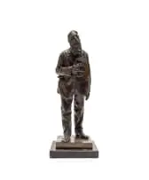 Anton van Wouw, Leemans, The Postman, 1901, bronze with a brown patina, on a wooden base