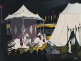 Fred Page, Carousel with Figures, gouache on board