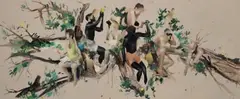 Chris Denovan, The Bird Watchers, 2025, oil, acrylic and spray paint on canvas