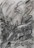 Akshar Maganbeharie, Anticipating, 2025, charcoal and pastel on canvas