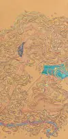 Shakil Solanki, Just Like a Moth Who Dies For the Flame / Maar Dala, 2023, acrylic paint and imitation gold leaf on canvas panel