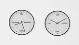 Warren Maroon, 9 to 5, two, 2025, print with found clocks