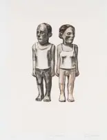 Claudette Schreuders, The Couple, hand coloured lithograph and chine collé on paper