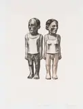 Claudette Schreuders, The Couple, hand coloured lithograph and chine collé on paper
