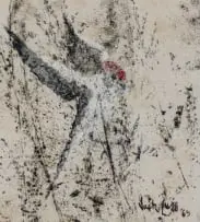 Jack Lugg, Abstracted Bird in Flight, 1969, mixed media with ink on board