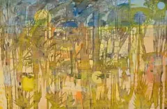 Composition with Abstracted Trees by Gordon Vorster, oil on canvas laid down on board, offered Oct 2025