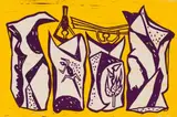 Walter Battiss, Four White Rocks, screenprint on paper