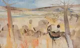 Gordon Vorster, Sable in a Rocky Landscape, oil on board