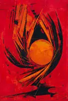 Arthur Edward Cantrell, Abstract Sun, oil on baord