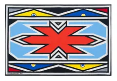 Esther Mahlangu, Abstract in Red, 2017, acrylic on canvas