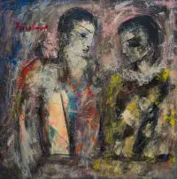Carl Büchner, Untitled (Harlequins), oil on canvas