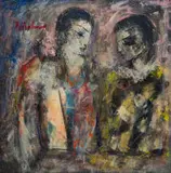 Carl Büchner, Untitled (Harlequins), oil on canvas