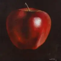 Apple by Velaphi (George) Mzimba, 1999, mixed media on canvas, sold Oct 2025