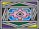 Esther Mahlangu, Untitled (Ndebele Design with Pink Centre), 2019, acrylic on canvas board