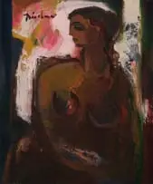 Carl Büchner, Seated Nude, oil on canvas laid down on board