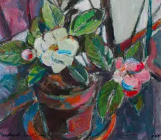 Herbert Coetzee, Flowers in a Pot, 2006, acrylic on card