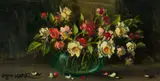 Otto Klar, Roses in a Glass Vase, oil on board