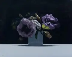Alex Emsley, Vase with Lisianthuses, oil on canvas