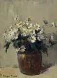 Adriaan Boshoff, Daisies in a Copper Pot, oil on canvas laid down on board
