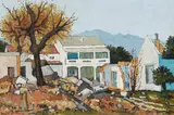 David Botha, Houses and Trees, 1978, oil on canvas laid down on board