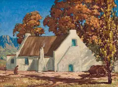 Cape Farmhouse by Nils Andersen, oil on board, sold Oct 2025