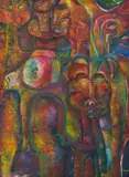 Paul Sekete, Group of Figures, 1995, oil on canvas