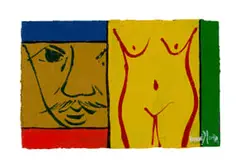 Nude Figure and Face by Velaphi (George) Mzimba, acrylic on paper, offered Oct 2025