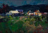 Landscape with Houses by Titta Fasciotti, oil on board, sold Oct 2025