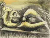 Henry Moore, Reclining Figure, colour lithograph on paper