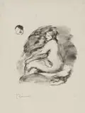 Pierre-Auguste Renoir, Étude de Femme Nue, Assise, Variante (Study of Nude Woman, Seated, Variant), lithograph on paper