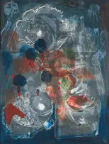 Stompie Selibe, Abstract Composition in Blue and Orange, 2007, monotype on paper