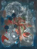 Stompie Selibe, Abstract Composition in Blue and Orange, 2007, monotype on paper